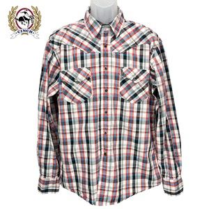Cinch | Mens Large | Modern Fit Western Plaid Long‎ Sleeve Snap Button Shirt
